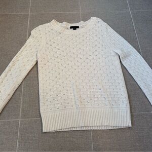 J Crew Women’s Pointelle Crewneck Sweater, Cream, Size XS, AK196